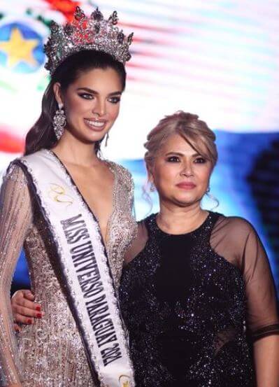 Ludy Ferreira with her daughter Nadia Ferreira after she was crowned Miss Universe Paraguay 2021.